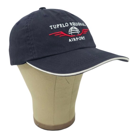 Tupelo Regional Airport Strapback Cap Embroidered Logo Baseball Hat Navy Blue - Picture 3 of 14